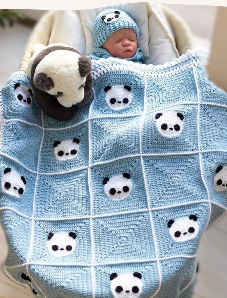 panda crochet blanket