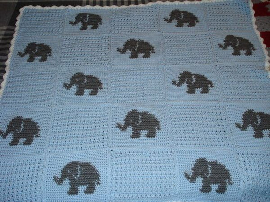 Elephant crochet blanket